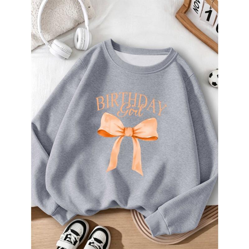 Birthday Girls Autumn And Winter Fashion Sweatshirt Creative Christmas Elements Casual Long Sleeve Round Neck, Girl Christmas Gift Print