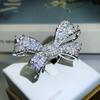 2022 New Fashion Big Bow White Zircon Ring Ladies 925 Stamp Wedding Party Anniversary Jewelry Gift