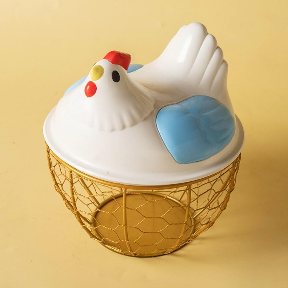 Rustic Egg Container Storage Hollow Iron Basket Hen Shape Egg Basket Kitchen Accessories