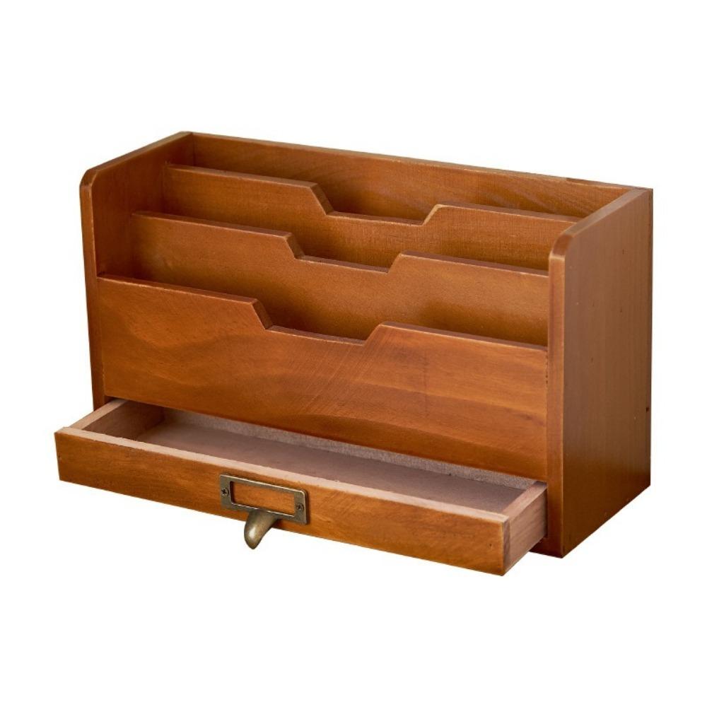 Multi-layer Desktop Drawer Storage Box Wooden Mail Organizer  for Home