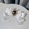 Elegante Spilla a Forma di Fiocco in Pizzo e Nastro per Donna, Nodo Pre-annodato, Jabot, Collo con Strass, Cristallo per Eventi Formali