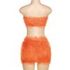 2 Piece Set  Skirt and Off Shoulder Bodysuit Top Orange Sexy Club Outfits Bodycon Dresses for Women Skirts Suits