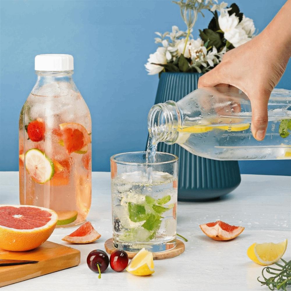 2PCS 32OZ Glass Milk Bottle Sealed Glass Water Jug Creative Milk Pitcher  Office