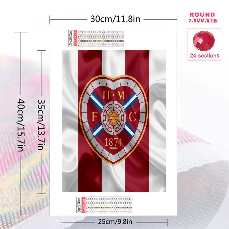 Heart of Midlothian FC Pattern 3pcs 100% Round Full Drill 5D DIY Diamond Painting Embroidery Cross Stitch Rhinestone Décor