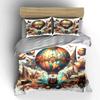 Vintage Hot Air Balloon Decor Multiple Sizes Kid'S And Adults' Bedroom Exquisite 3Pc Bedding Set, Gift