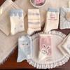 Rabbit Home Cute Girl'S Australian Velvet Socks Sweet Pink Mid-Leg Socks Indoor Versatile Warmth