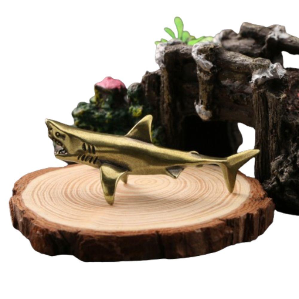 Copper Brass Shark Figurines Cute Shark Sculpture Tea Pets Mini Shark Statue  Birthday Gift