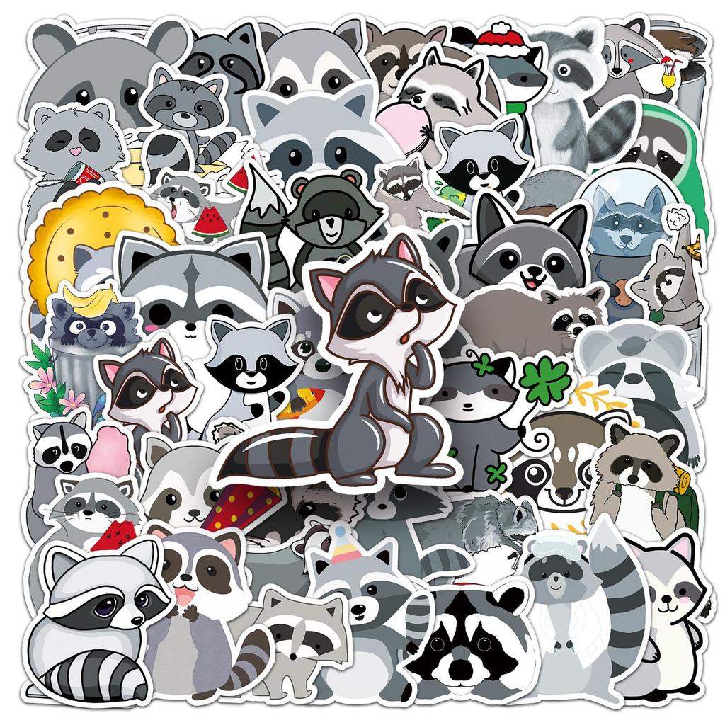 50 Little Raccoon Trendy Graffiti Stickers for Luggage, Laptop, or Car Decoration