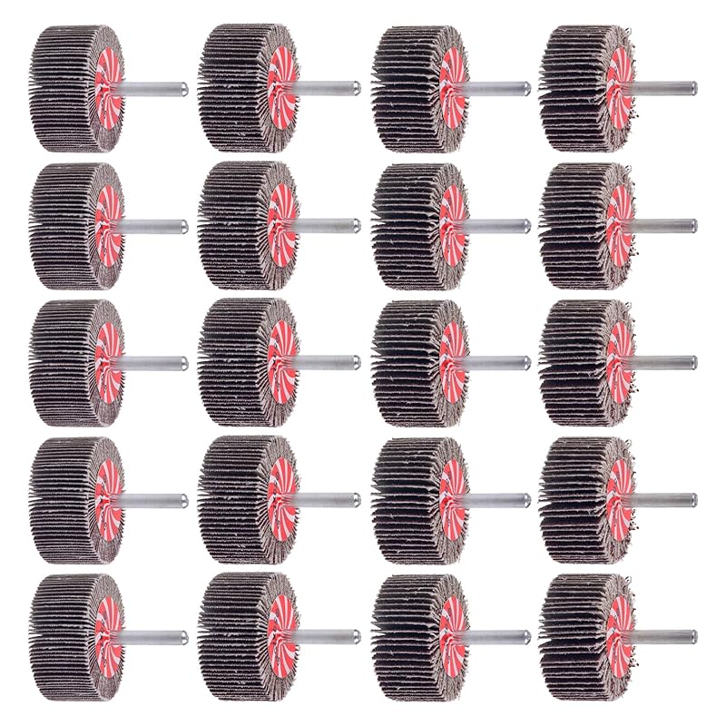 20 Pack Abrasive Flap Wheel Sander Set, Mixflor 2”X 1” X1/4” Shank Flap Wheels–5 Pcs of Each 60 80 120 and 240 Grits Aluminum Oxide Flap