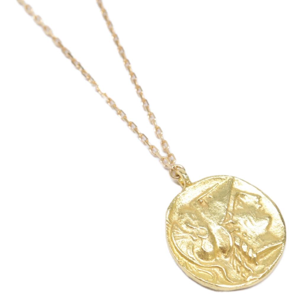 MARIHA [1102221006] K18 Ancient Memories Gold Necklace Athena/Angel Rectangle Chain 17.7" Necklace Yellow GoldUsed