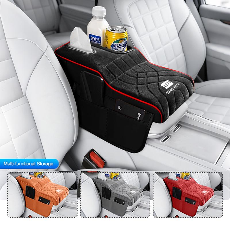 IFGU2 Soft Comfortable All-match Premium Velvet Surface Armrest Box Cushion For Seat FR Leon IBIZA Arona Arosa Ateca ExeoMiiToledoLeon