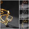 Women Wine Glass Pendant Zirconia Long Chain Necklace Jewelry Charms Gift
