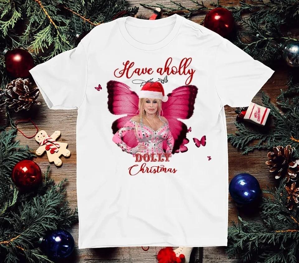 Jungen Freizeit Baumwolle Rundhals T-Shirt Selten Haben A Holly Dolly Parton Weihnachten T-Shirt Geschenk Unisex Baumwolle PP2429,Unisex,Geschenk,Oberteil
