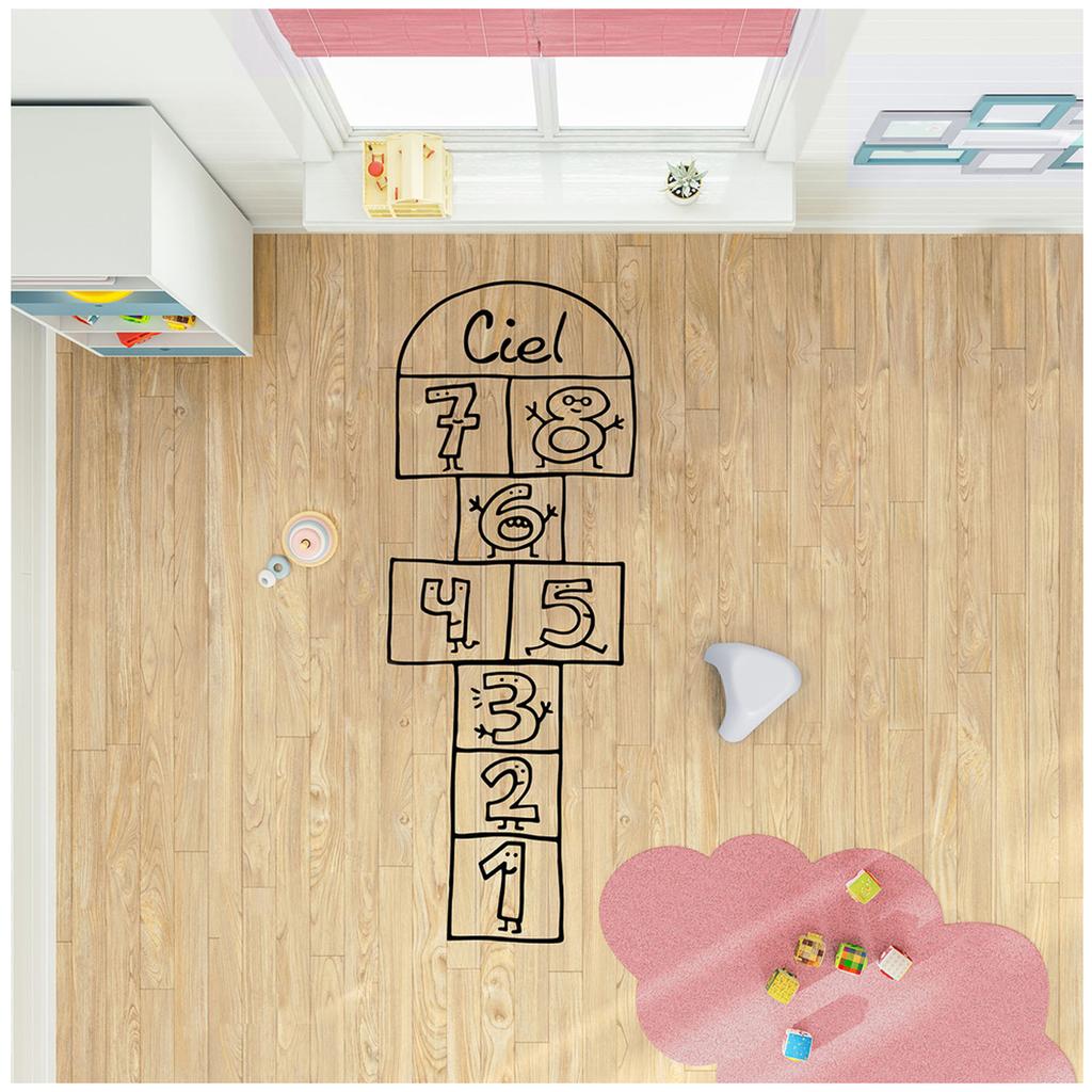 Les Trésors De Lily [A1652] - Giant Floor Sticker 'Hopscotch' Black White - 148x56 Cm