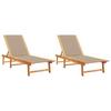 VidaXL Sun Loungers Set of 2 Taupe Solid Acacia Wood and Textilene, Sunbed, Daybed, Lounge Chair 3279251