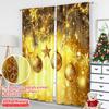 Set Of 2 Flat Printing Christmas Hot Party Curtains Golden Deluxe Ball Scopic Stylish Polyester Fiber Spring Curtain
