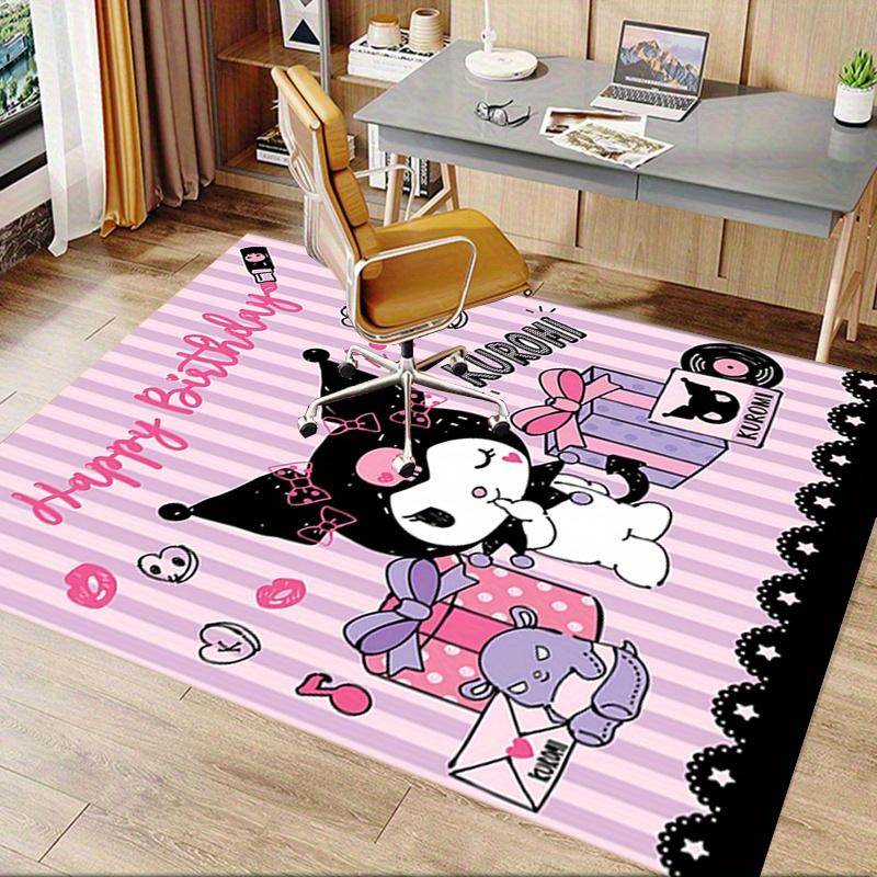 Office Rug Birthday, Kuromi Anti-Slip Rug, Machine Washable for Living Room, Bedroom, Office, Multiple Sizes, Bedroom Mat, Decorative Mat, Durable Mat