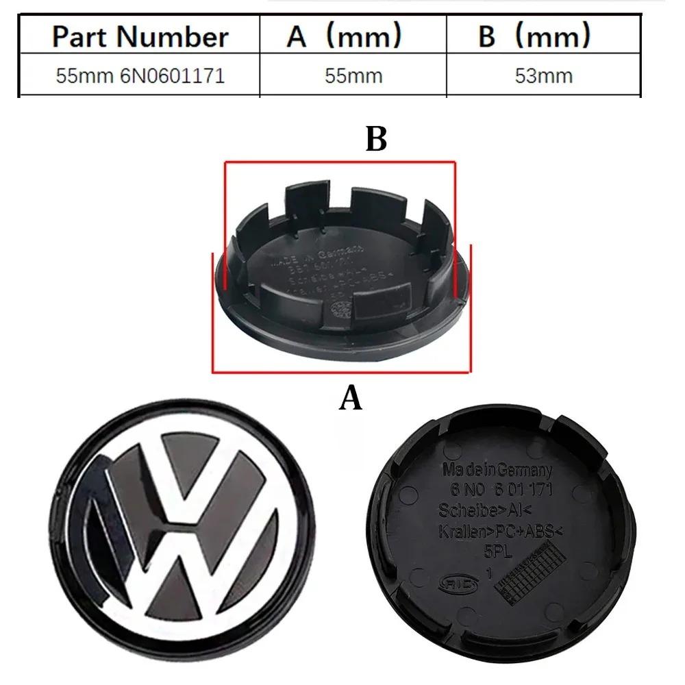 WGLRK1 3B7601171 1J0601171 Para VW Volkswagen, 4 piezas, 60MM 56MM 65MM 70MM, Tapas de buje de rueda con emblema para coche Golf, Acces