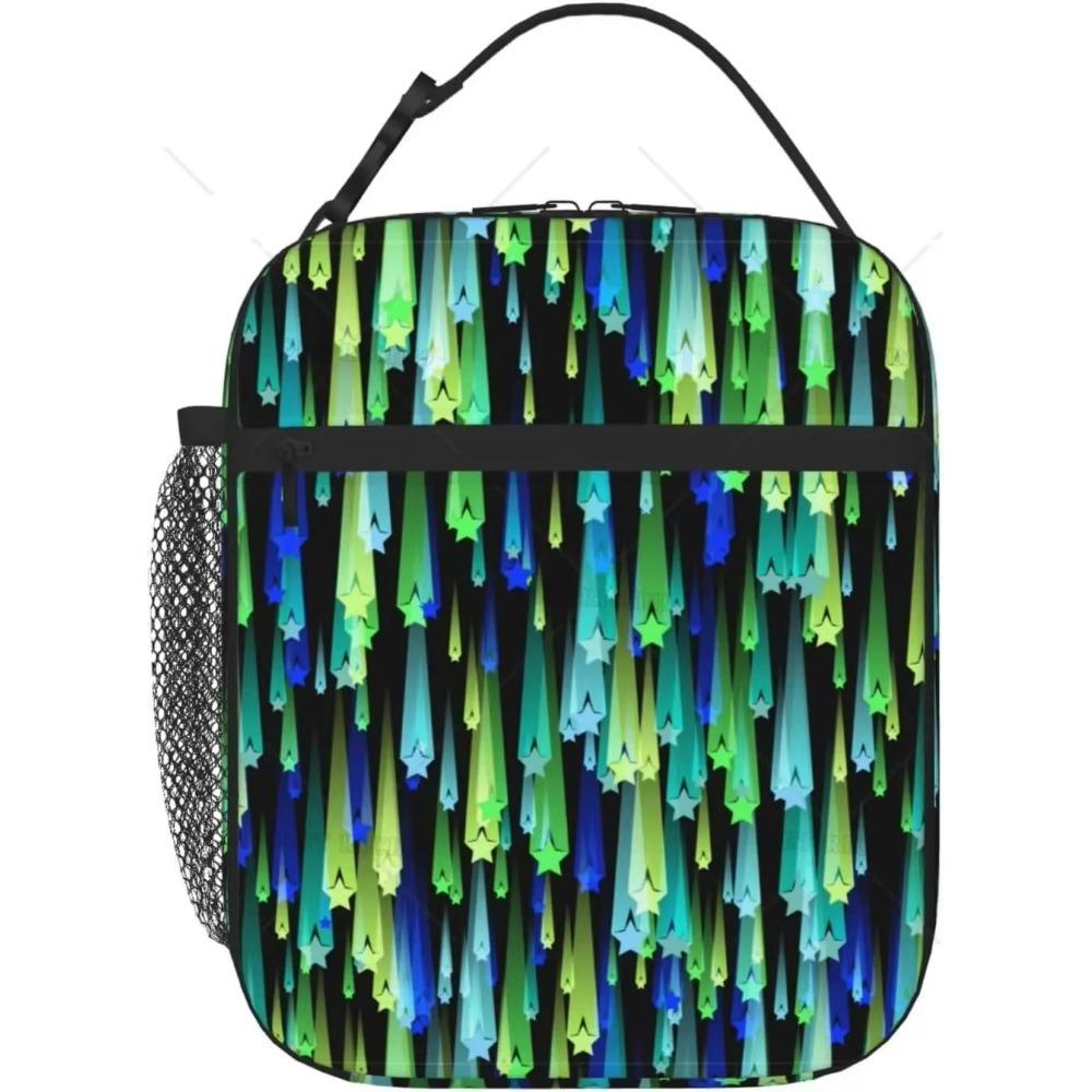 Lila und Blaue Schwebende Neonsterne Tragbare Lunchtasche Isolierte Lunchbox Wiederverwendbare Tragetaschen für Frauen Männer Arbeit Picknick Camping