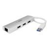 STARTECH Portable USB 3.0 Hub - 3 Ports with Integrated Cable - USB 3.0 Hub Plus Gigabit Ethernet - Aluminum