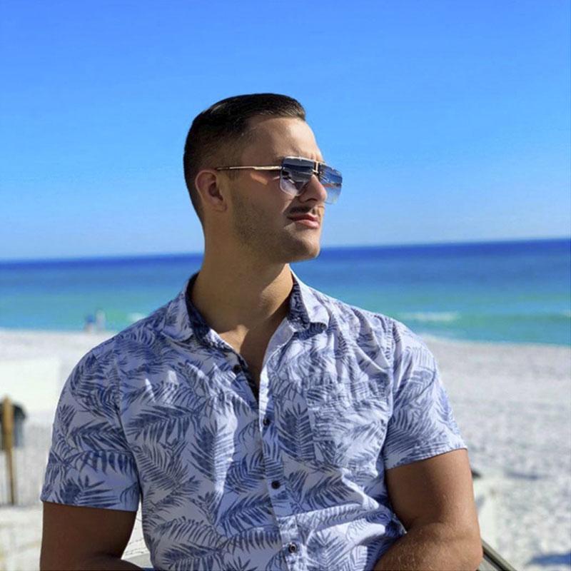 Fashion Frameless Cool Men Driving Glasses Goggle Summer Gradient Sunglasses Vintage Pilot Sun Glasses Punk