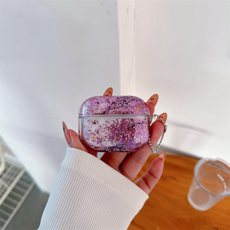 Shiny Quicksand Protective Headphone Case Cover for AirPods Pro Para Airpod 4 3 2 Moving Sand Earphone Funda Hard Hull