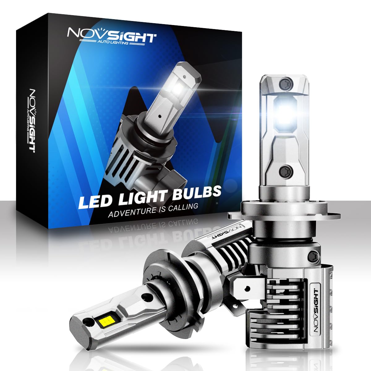 

Novsight H7 LED Headlights, Fog Lamp, 55W 12,000 Lumens, Non-Polarized, High Brightness, 6,000K, DC9-32V, H7 серебряный
