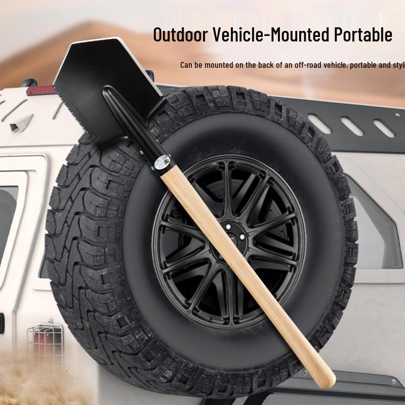 Changlin 106A Russian-Style Sapper Shovel - 80cm Wooden Handle, Large Military Engineering Outdoor Shovel