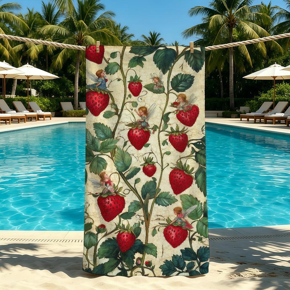 Strawberry Cute Anime Towel For Outdoor Camping Beach Towel Super Absorbent Quick-Drying Summer Towel