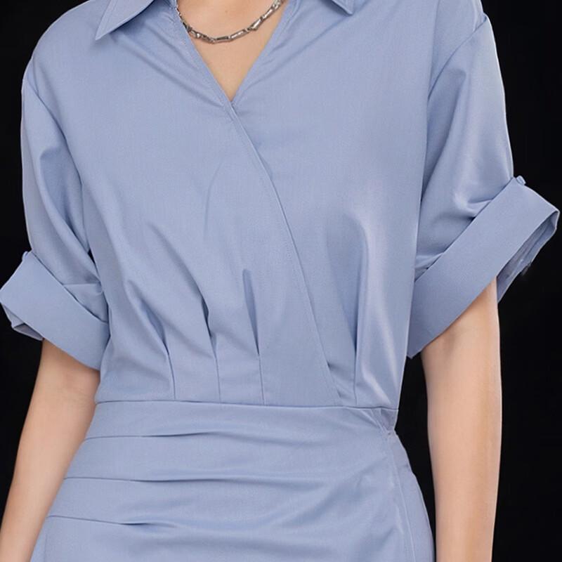 Women's Vertical Stripe Lapel Shirt Dress