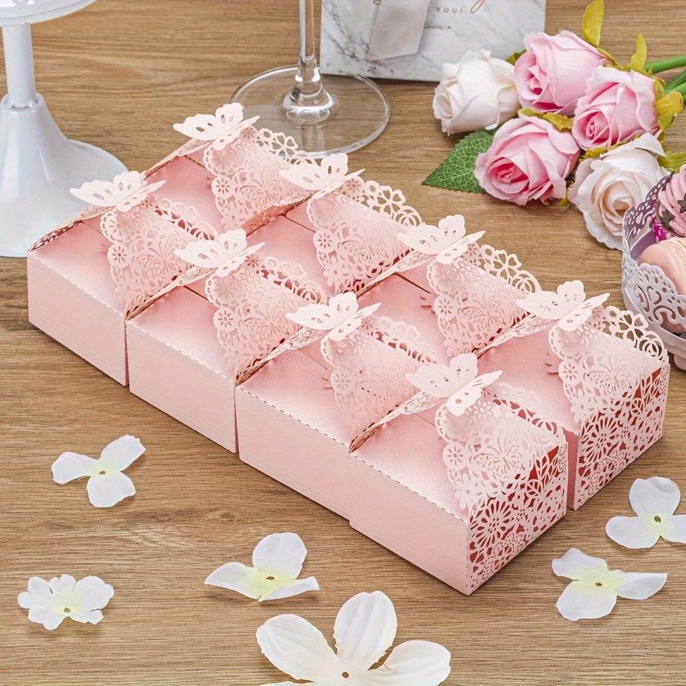 50pcs Laser Cut Favor Boxes Floral Favor Boxes Party Favor Boxes for Bridal Anniverary Wedding Party Favor Pink Small Business Supplies Packaging Box