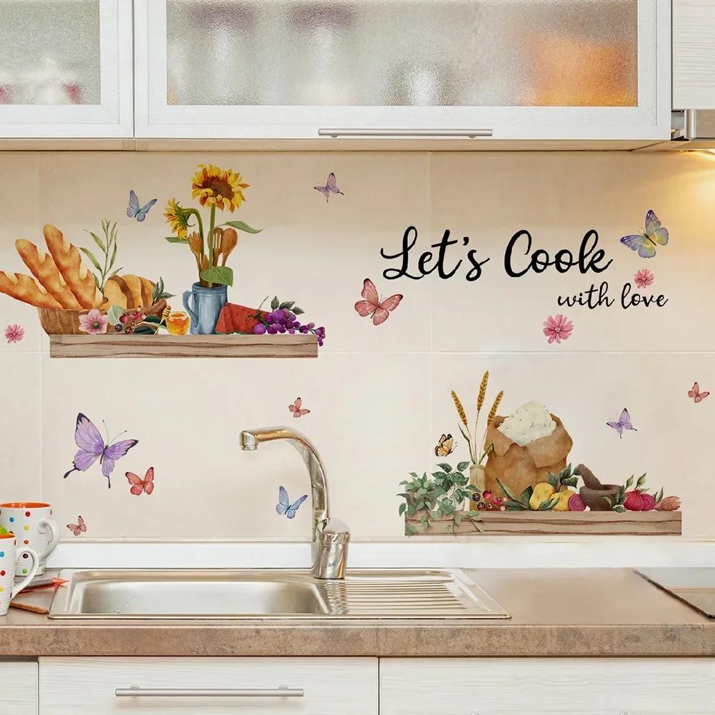 Creative Kitchen Wall Stickers Removable Vinyl PVC Living Room Kitchen Stain Resistant Home Decor Wall Stickers