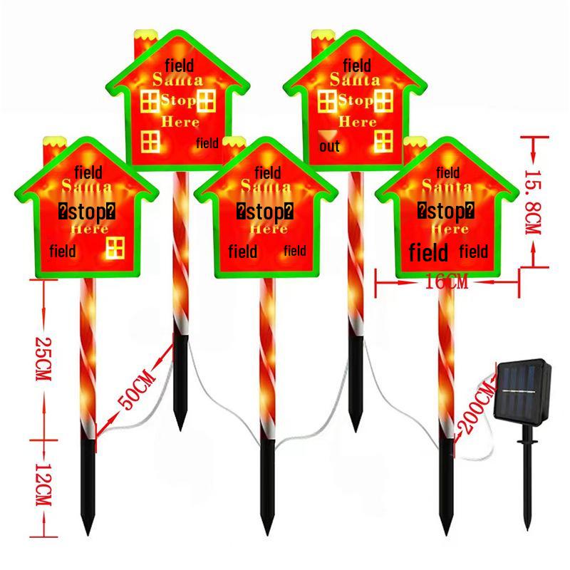 Cross-Border Outdoor LED Solar Ground Insert Christmas String Lights and Road Signs