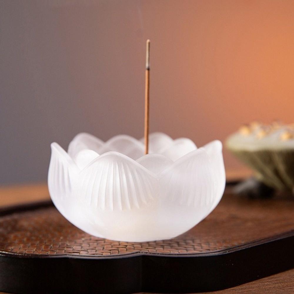 Crystal Glass Lotus Incense Burner 9 Hole Lotus Censer Holder Yoga Meditation