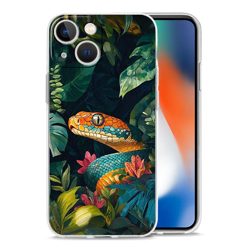 Phone Case For iPhone 17 Air Cases iPhone 16 15 12 13 14 Pro Max SE 7 8 Plus iPhone11 Clear Soft Cover Blossom Pink Snake