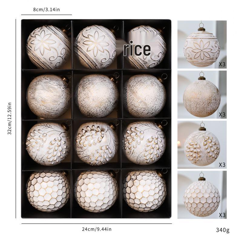 Shengyuan 8CM Vintage Christmas Ball Ornament for Trees and Windows 8cm, 12 pieces