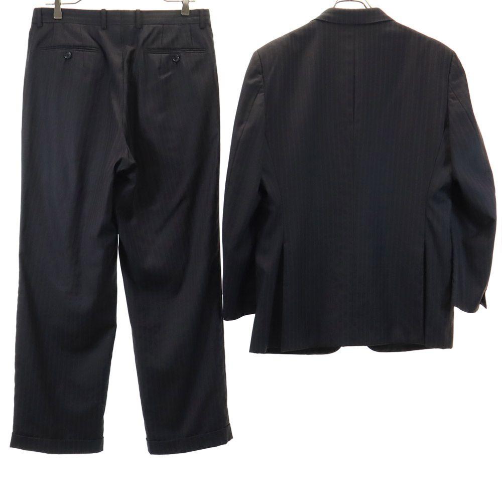 VISARUNO Wool Striped Pattern Suit Setup 4-M Black Men's Used