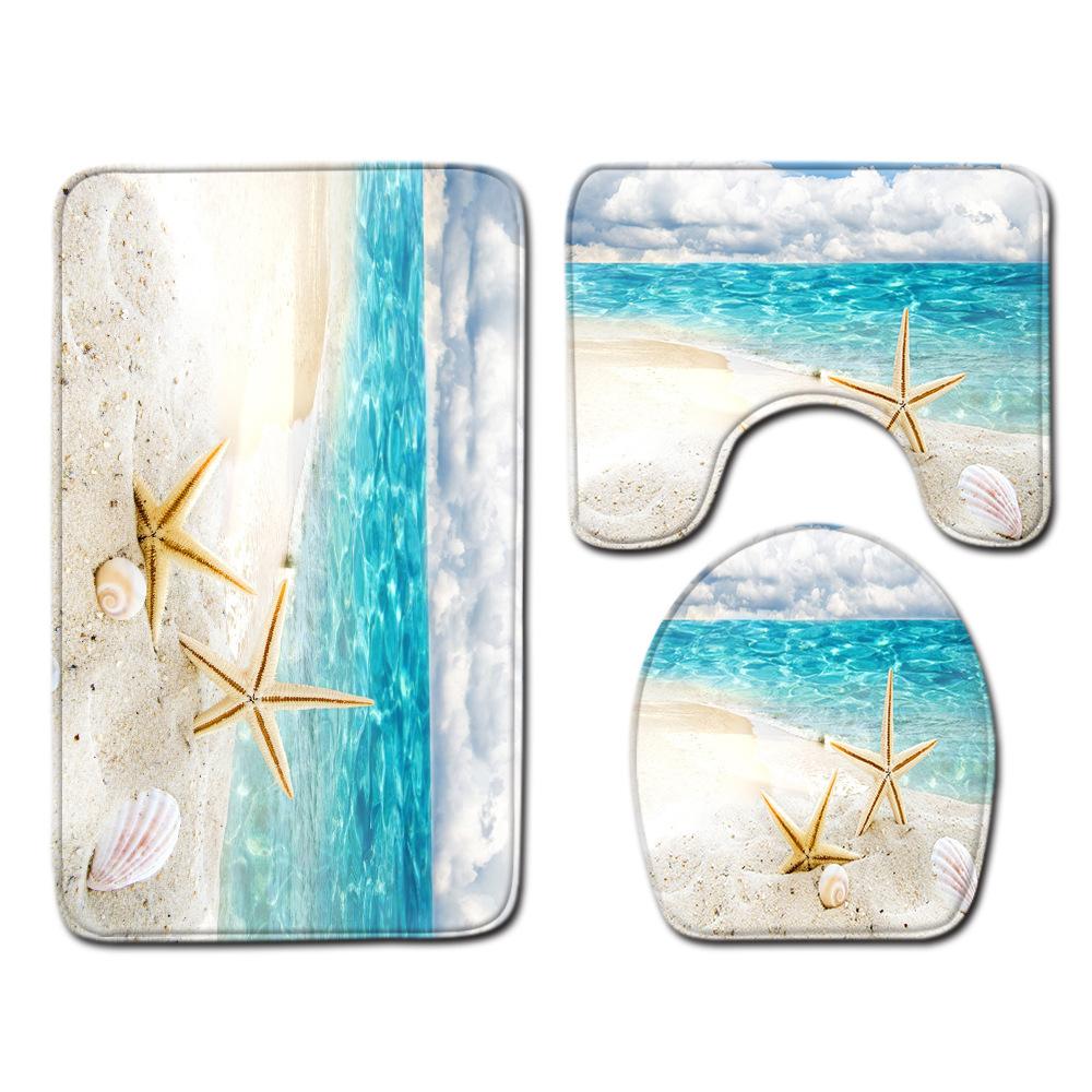 Shell Bathroom Floor Mat Toilet Three-Piece Set