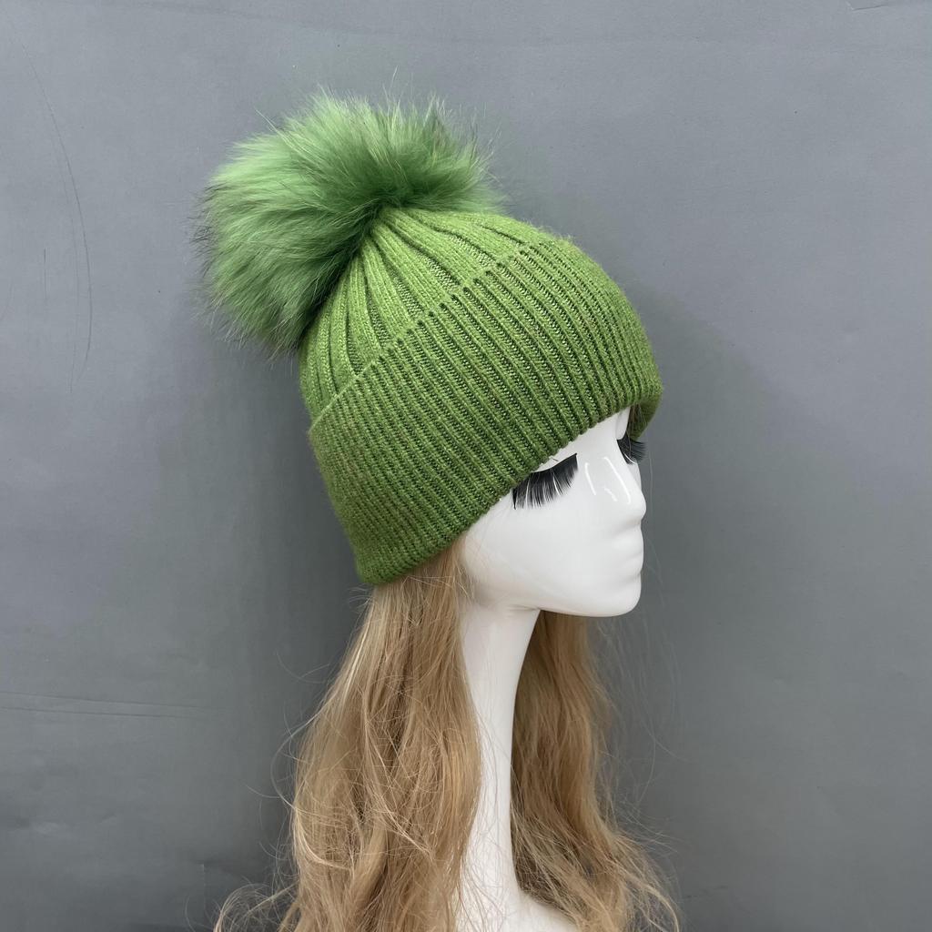 Custom Strip Knit Luxury Designer Winter Pompom Beanies Unisex Warmly Angora Wool Hat With Big Pom Poms