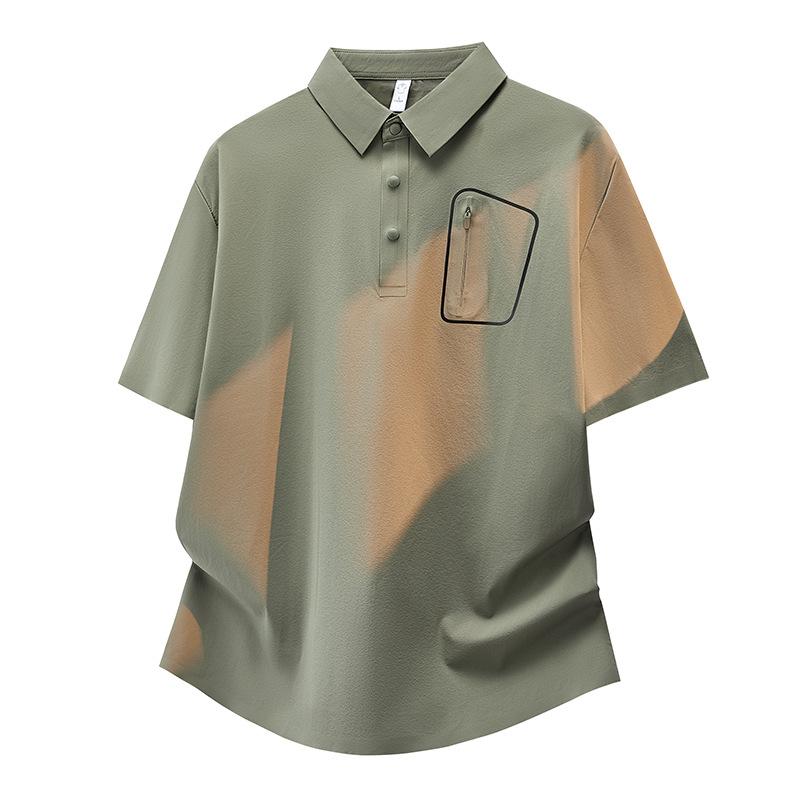

Polo shirt men s ice silk nylon high-end seamless business casual ice-feel lapel men s short-sleeved T-shirt quick-drying XL армія зелений колір