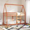 VidaXL Bunk Bed with Roof Wax Brown 90x190cm Solid Pine Wood, Bed, Bed Frame, Loft Bed, Bedroom Furniture, 3282086