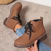 Fashion 2025 Thick Heels Ankle Boots for Women Vintage Plus Size 36-43 Lace Up Shoes Woman Autumn Winter Non Slip Short Booties Mujer