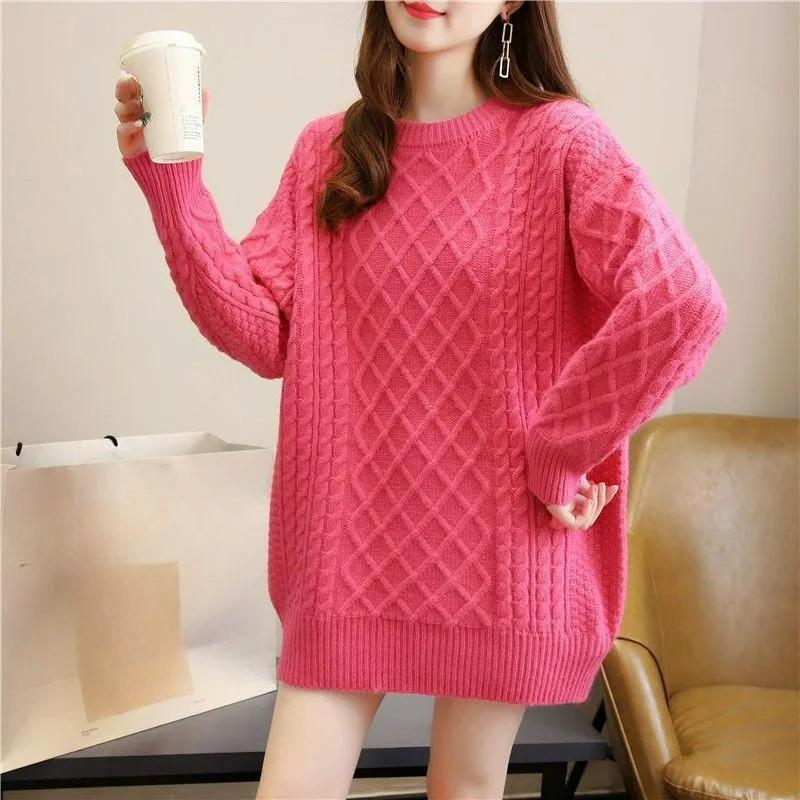 Plus Size Children's Clothes Sweater Women's Mid-length Hand-woven Sweater Thickened