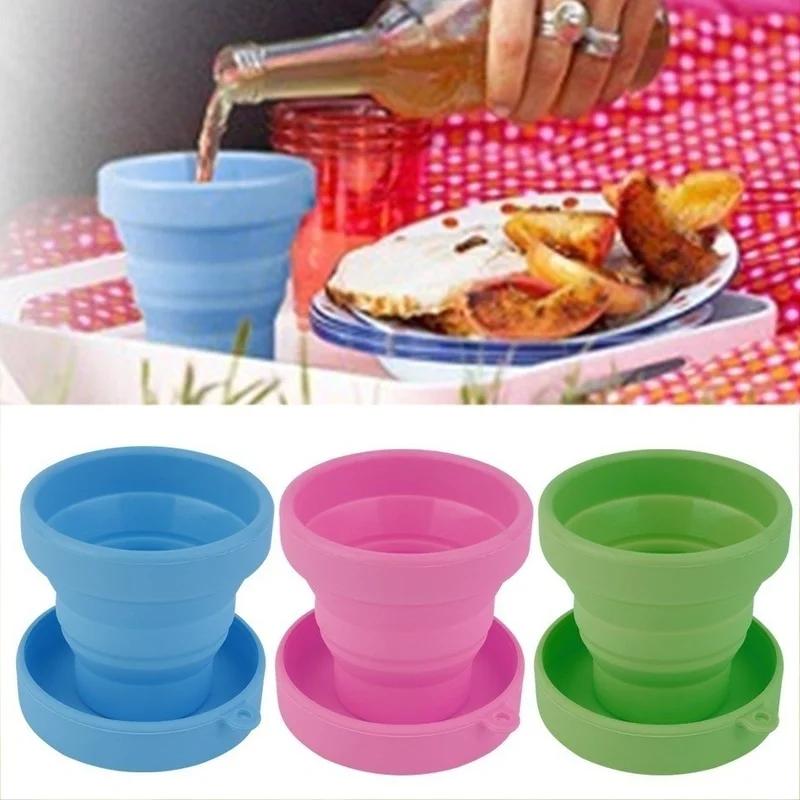 Candy Color Portable Silicone Telescopic Drinking Water Foldable Folding Cup Travel Camping Bathroom Water Cup