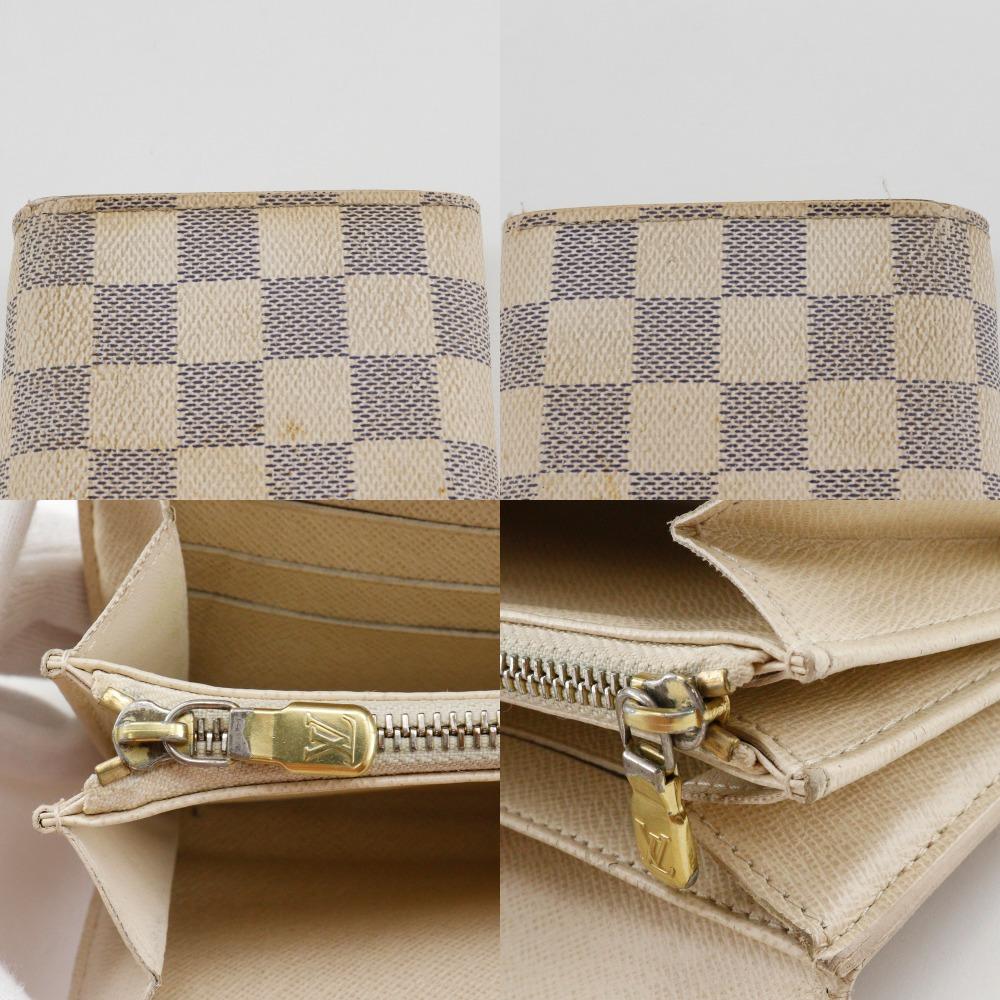 Louis Vuitton Portemonnaie Sarah N61735 Weißes Damier Azur Canvas Unisex Gebraucht