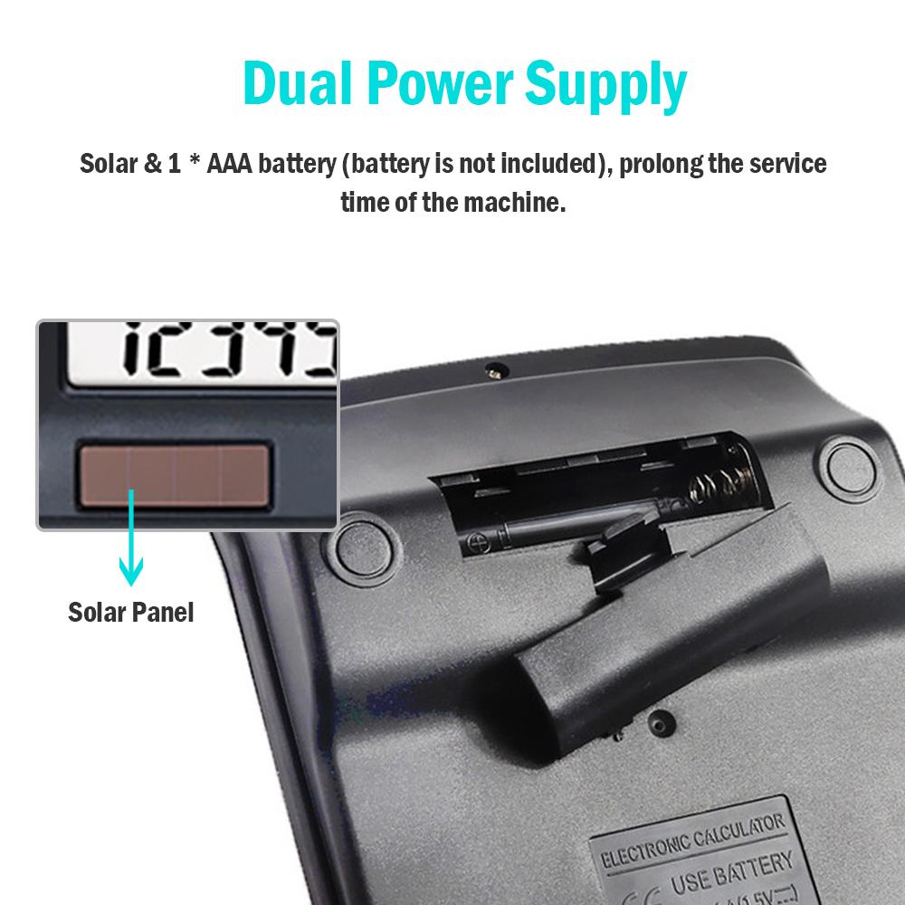 837B Desktop Electronic Calculator Standard Function Basic Counter with 12 Digits Large LCD Display Big Buttons Dual Powers Solar Batterys Powered