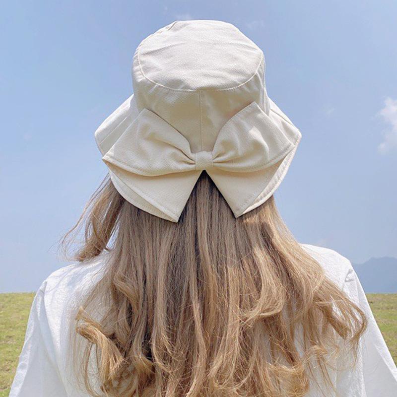 Women's Bucket Hats Bow Fashionable Cute Sweet Kawaii Summer Vacation Travel Big Brim Sunshade Sun Protection Hats For Girl