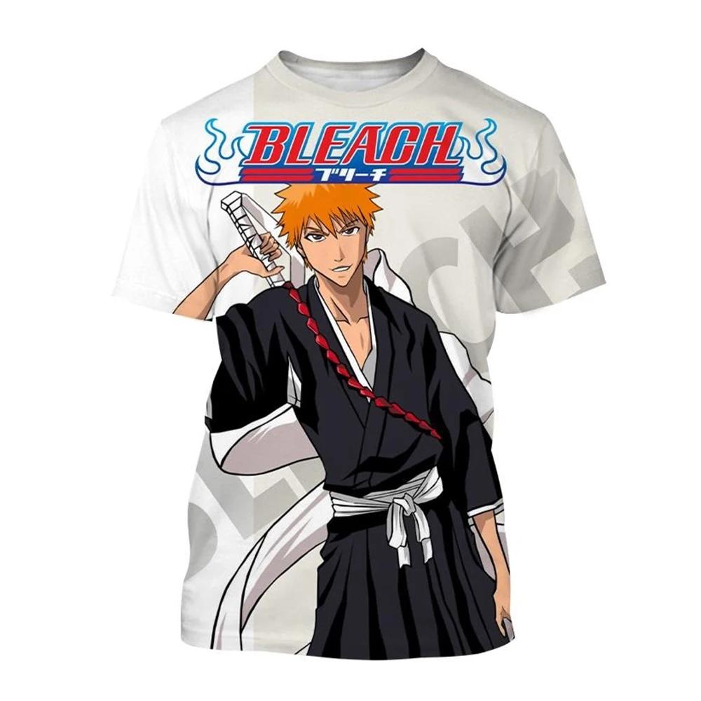 Summer Hot Kurosaki Ichigo 3D Print T-shirt Anime BLEACH Fashion O Neck Short-sleeved Men's Women's T-shirt
