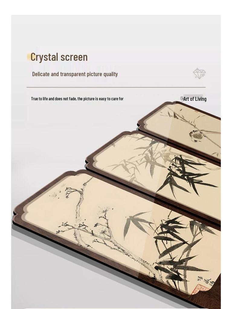 Chinese Ink Bamboo Desktop Screen: Retro Office & Tea Table Decor