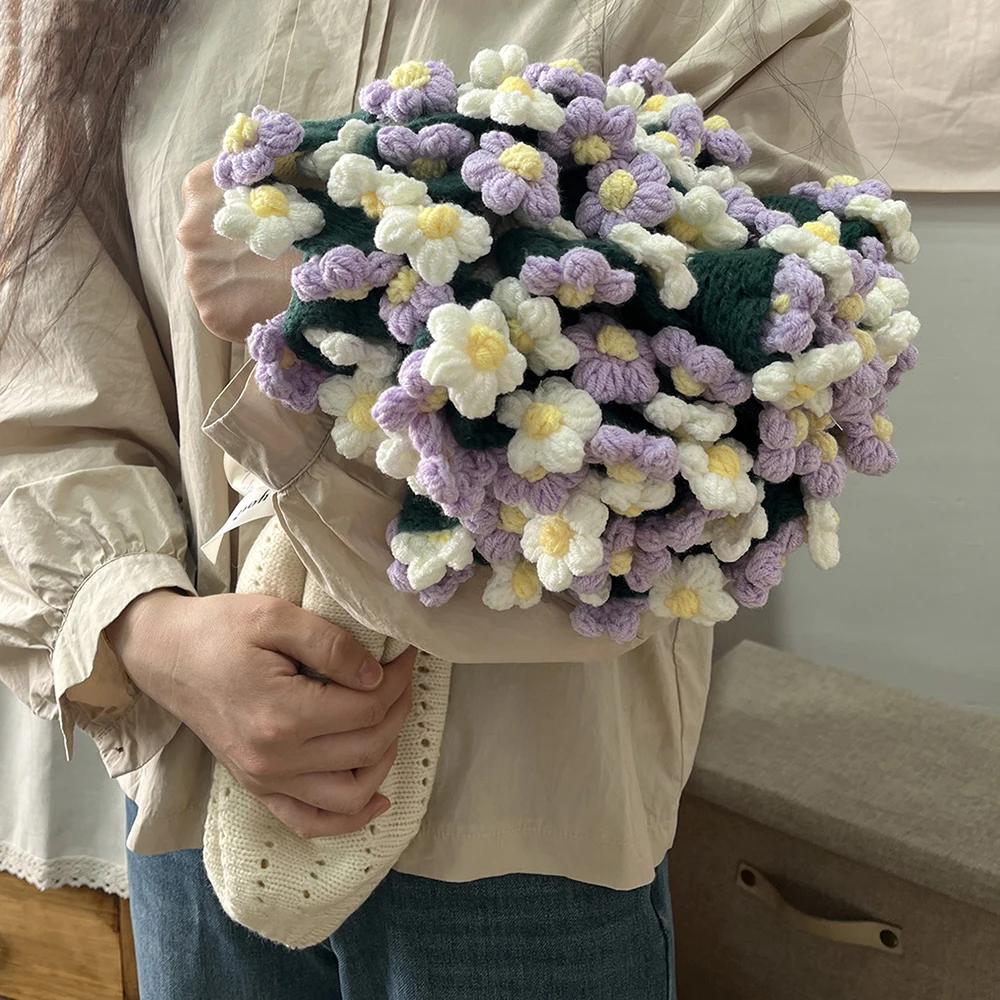 Handmade Bouquet Blanket Small Daisy Flower Blanket Finished Product Immortal Flowers Wool Crochet Blanket Decorative Ornament